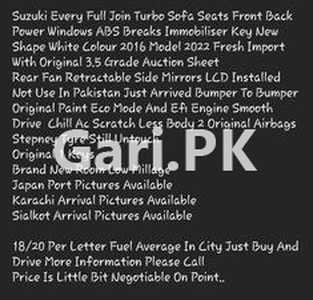 Suzuki Every Wagon 2016 for Sale in Sialkot