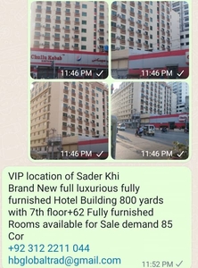 VIP location of Saddar Karachi Brand New furnished Hotel for Sale