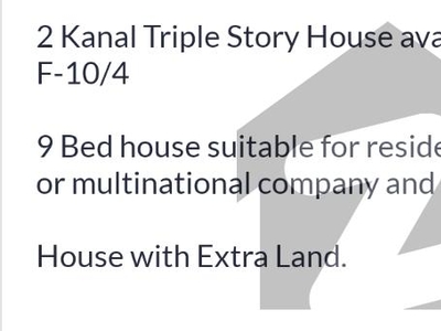 2 Kanal Triple Story House available on Rent in F-10/4 F-10/4