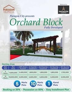10 marla plots for sale in orchard block paragon city lahore on easy installments