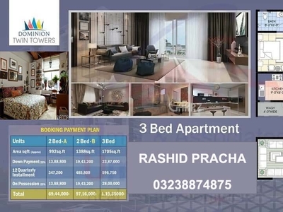 1388 Square Feet Apartment for Sale in Karachi Bahria Tower