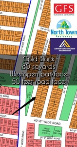 North town Residency phase 1 gold block 80sqyards westopen/parkface